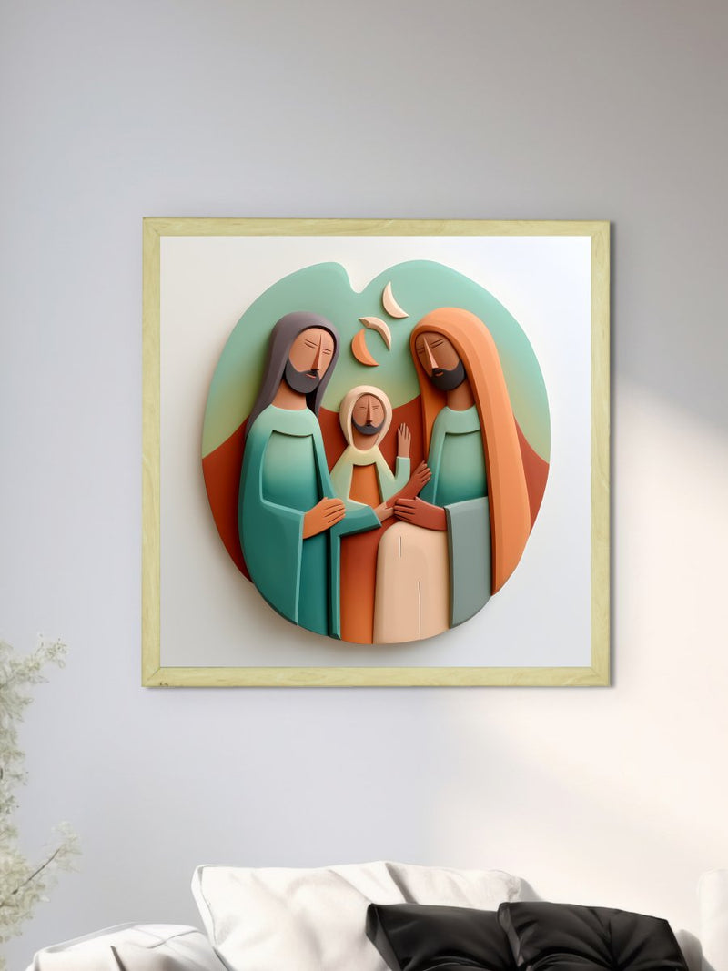 Divine Harmony: Sowpeace Abstract Jesus Family Canvas – Premium Indian-Inspired Wall Art for Elegant and Faithful Home Decoration – view 4