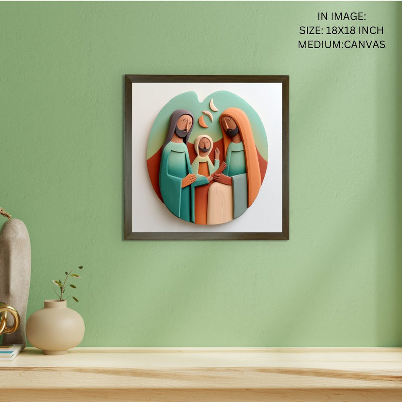 Divine Harmony: Sowpeace Abstract Jesus Family Canvas – Premium Indian-Inspired Wall Art for Elegant and Faithful Home Decoration – view 5