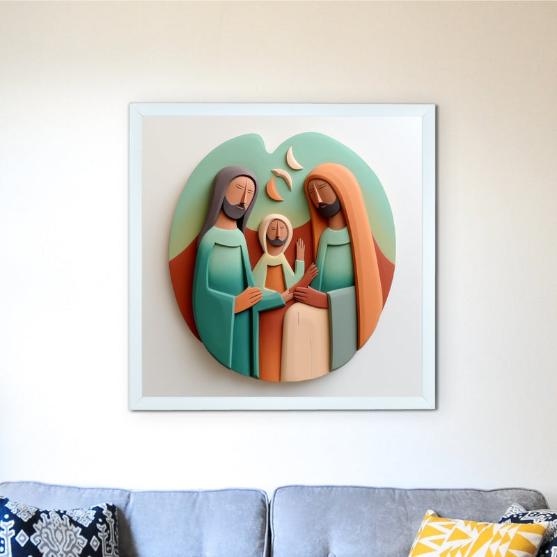 Divine Harmony: Sowpeace Abstract Jesus Family Canvas – Premium Indian-Inspired Wall Art for Elegant and Faithful Home Decoration – view 1