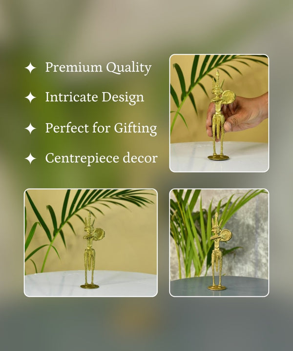 Dokra Drummer: Artisan Brass Tabletop Decor Masterpiece — image 3