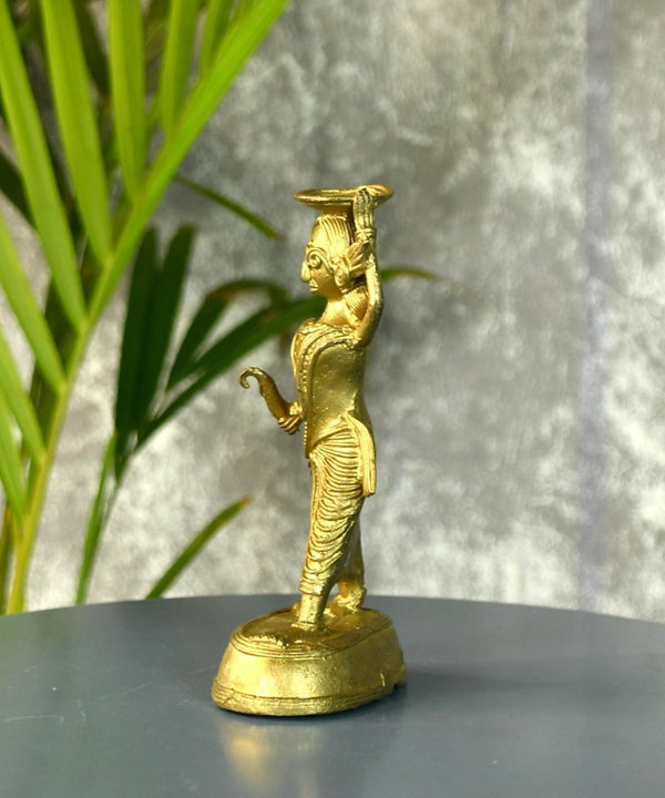 Dokra Farmer Lady: Brass Tabletop Decor Grace — main view