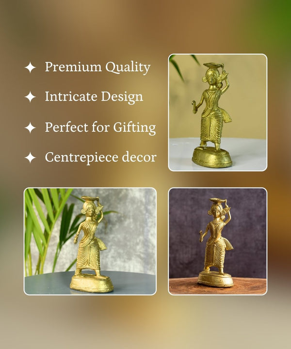 Dokra Farmer Lady: Brass Tabletop Decor Grace — image 3
