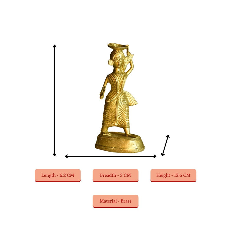 Dokra Farmer Lady: Brass Tabletop Decor Grace – view 4