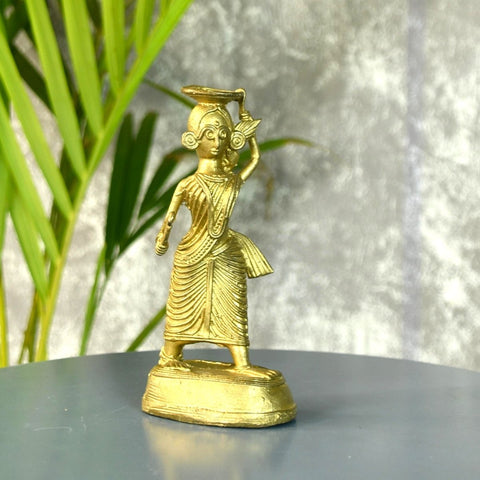 Dokra Farmer Lady: Brass Tabletop Decor Grace