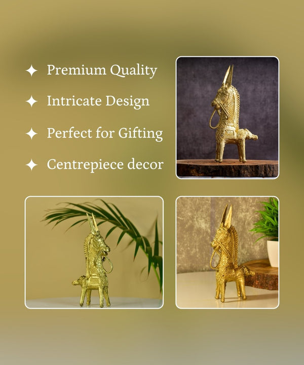 Dokra Horse: Brass Tabletop Decor Masterpiece — image 3