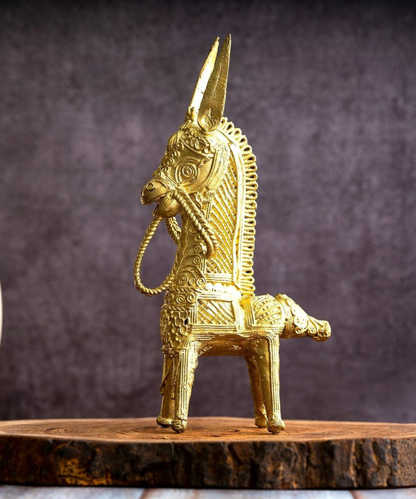 Dokra Horse: Brass Tabletop Decor Masterpiece — main view