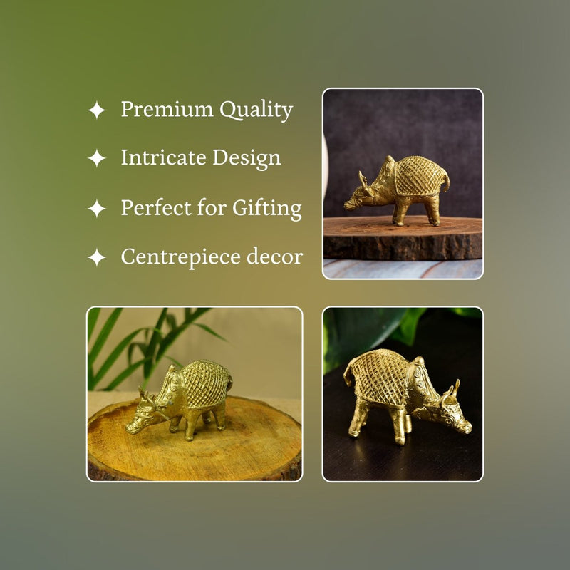 Dokra Ox: Brass Tabletop Masterpiece for Unique Home Decor – view 3
