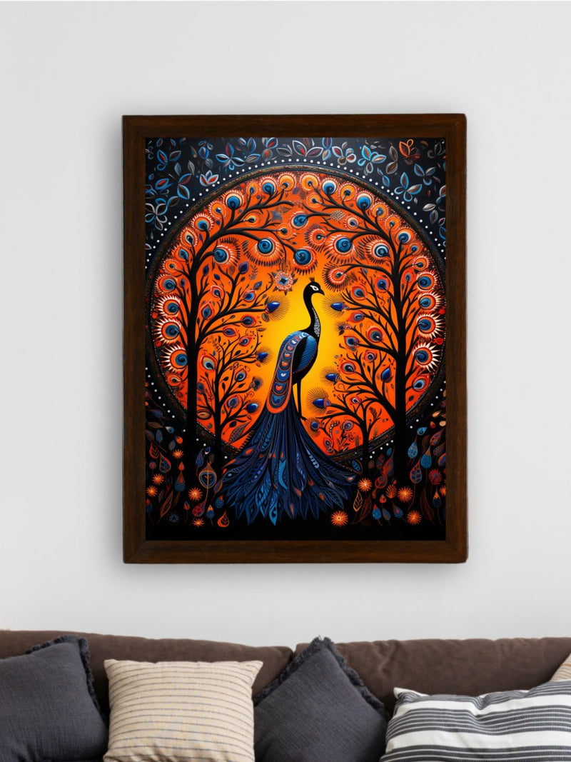Enchanted Peacock: Sowpeace Handcrafted Wall Art – Premium Indian-Inspired Canvas Print for Stylish Home Decor – view 3