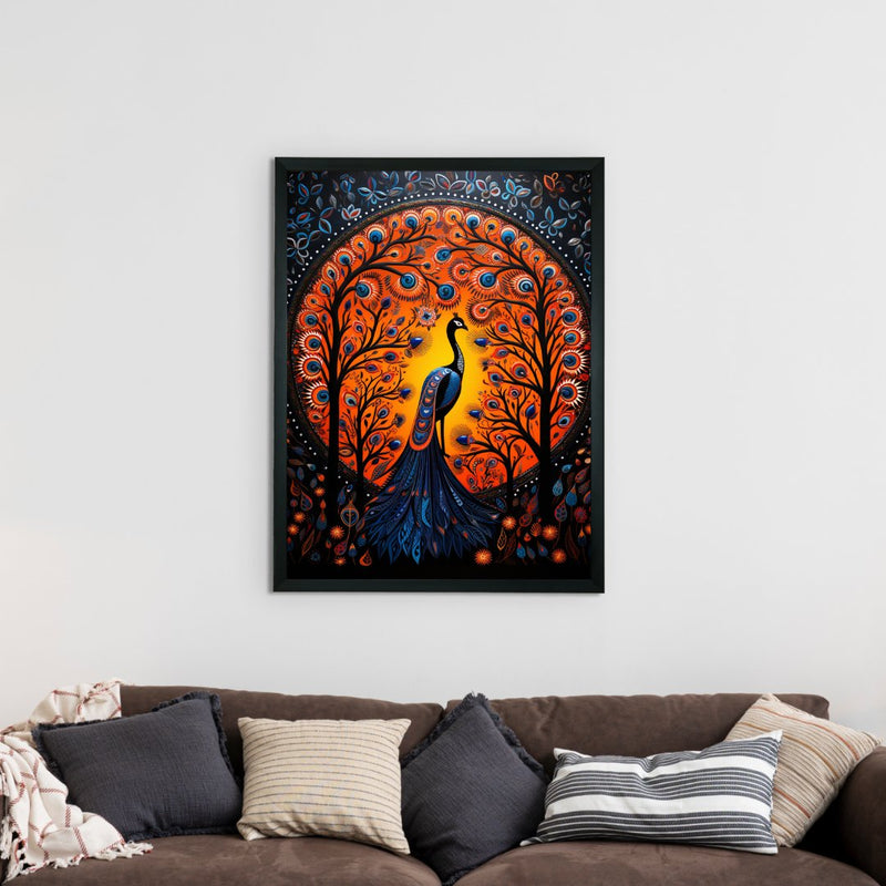 Enchanted Peacock: Sowpeace Handcrafted Wall Art – Premium Indian-Inspired Canvas Print for Stylish Home Decor – view 2