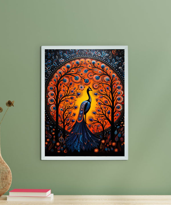 Enchanted Peacock: Sowpeace Handcrafted Wall Art – Premium Indian-Inspired Canvas Print for Stylish Home Decor — main view