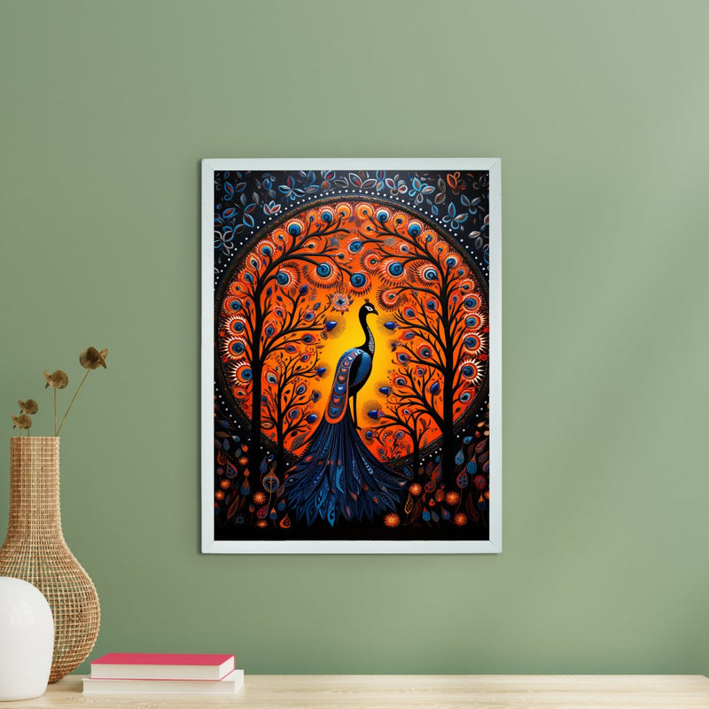 Enchanted Peacock: Sowpeace Handcrafted Wall Art – Premium Indian-Inspired Canvas Print for Stylish Home Decor – view 1