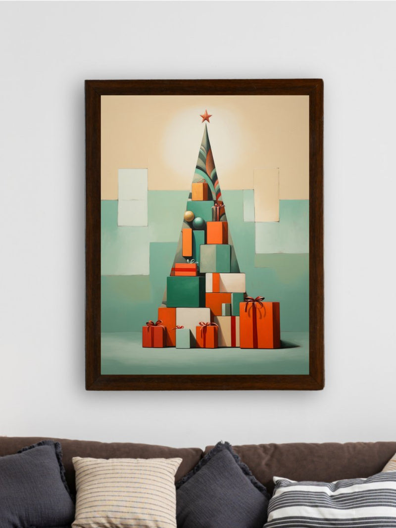Festive Triangles: Sowpeace's Joyful Handcrafted Wall Art – Premium Indian-Inspired Canvas Prints for Stylish Holiday Decoration – view 3