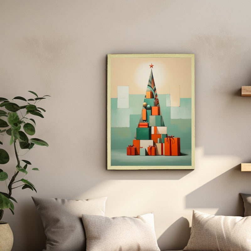 Festive Triangles: Sowpeace's Joyful Handcrafted Wall Art – Premium Indian-Inspired Canvas Prints for Stylish Holiday Decoration – view 4