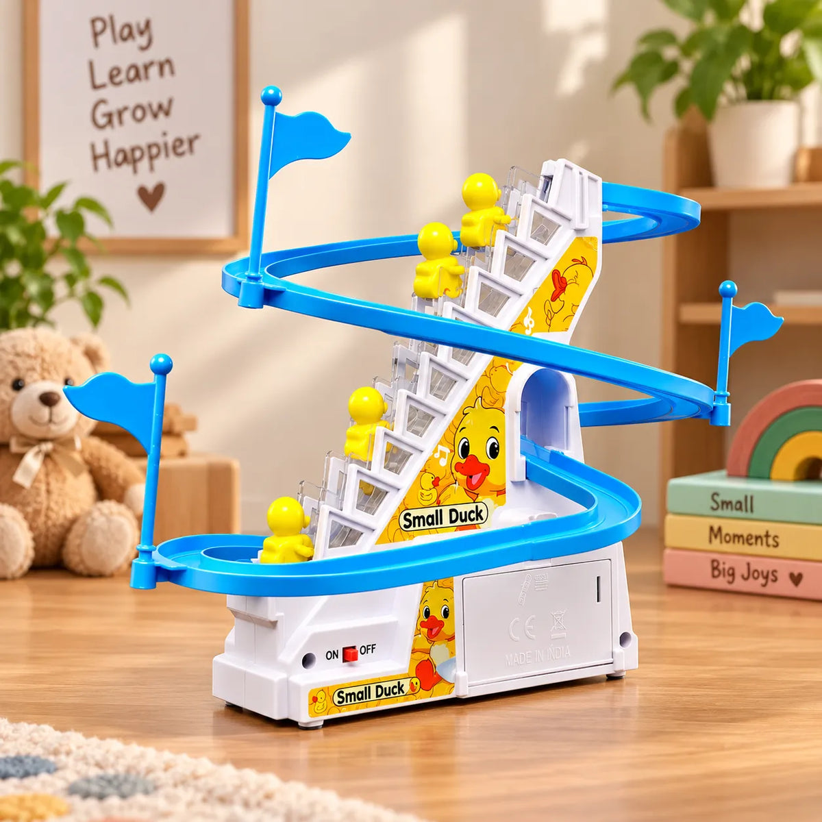 SOWPEACE Duck Slide Toy Set – Automatic Stair Climbing Ducklings with Lights & Music