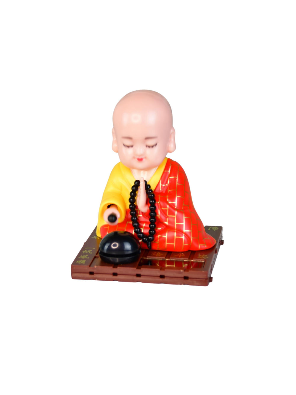 Handmade Terracotta Solar Powered Little Monk Buddha for Artisanal Home Decor - Sowpeace