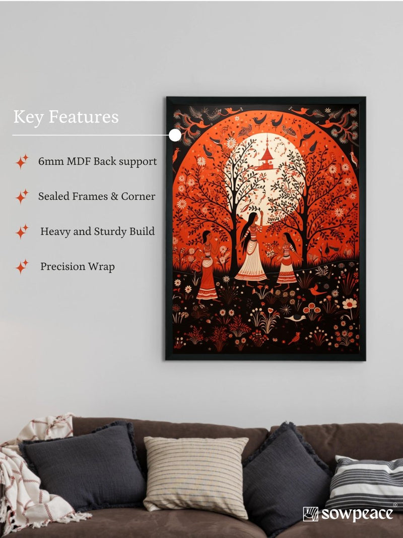 Find Your Sisterhood: Sowpeace Handcrafted Abstract Canvas – Premium Indian-Inspired Art for Elegant Home Decor – view 6