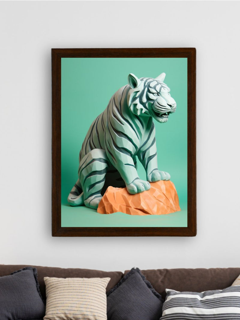 Frozen Form: Premium Abstract Tiger Canvas Wall Prints by Sowpeace – Handcrafted Indian-Inspired Art for Unique Winter Decor – view 3