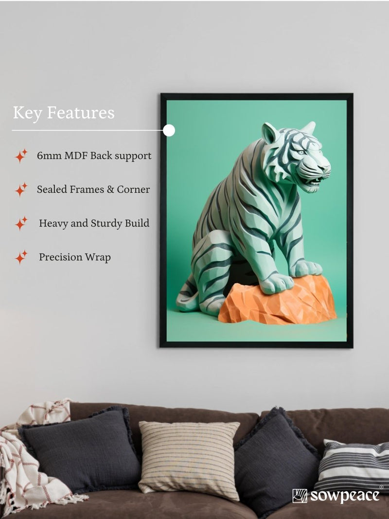 Frozen Form: Premium Abstract Tiger Canvas Wall Prints by Sowpeace – Handcrafted Indian-Inspired Art for Unique Winter Decor – view 6