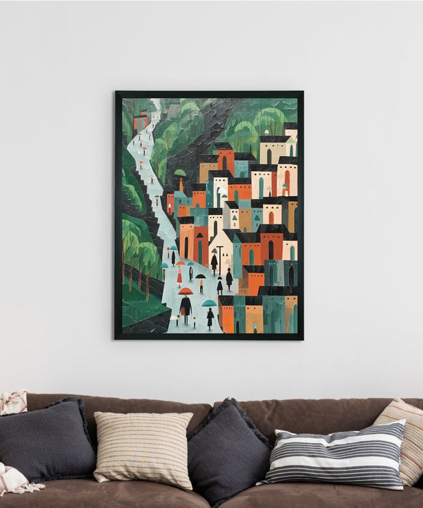 Sowpeace's Handcrafted Nordic Rainy Day Hills Canvas Art – Premium Indian-Inspired Wall Print for Elegant Modern Home Decor — main view
