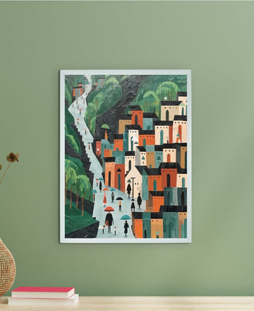 Sowpeace's Handcrafted Nordic Rainy Day Hills Canvas Art – Premium Indian-Inspired Wall Print for Elegant Modern Home Decor — alternate view