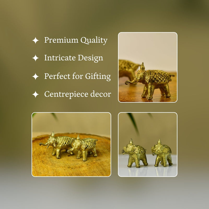 Handcrafted Brass Dhokra Elephant Tabletop Decor: Artisan Elegance for Home. – view 3