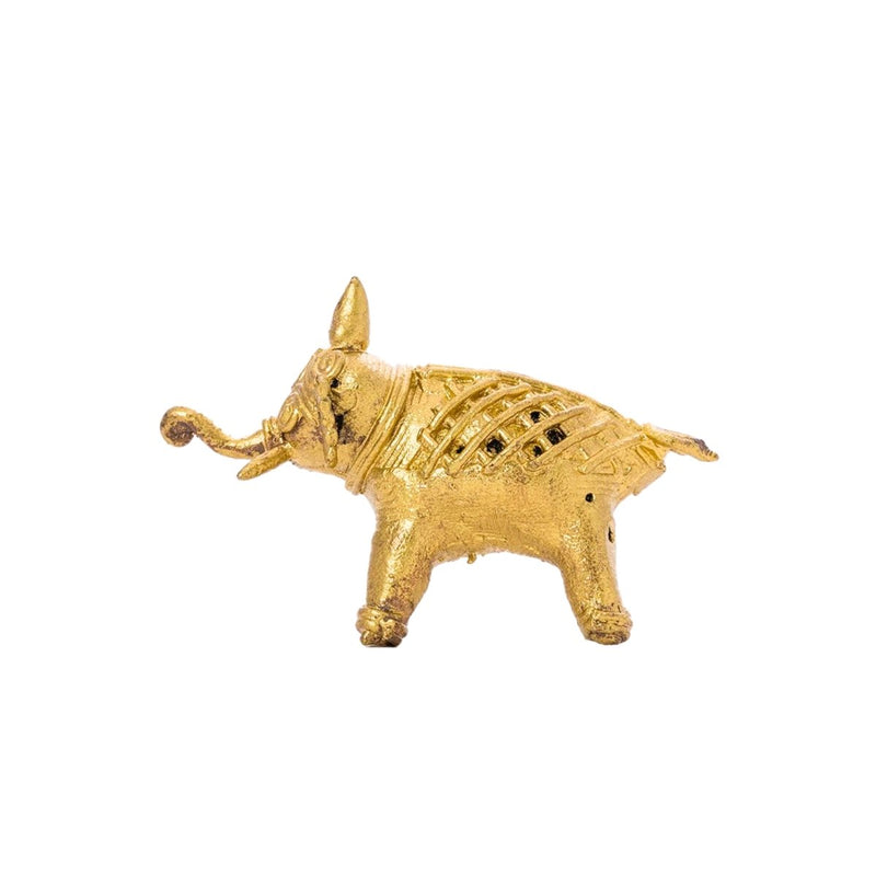 Handcrafted Brass Dhokra Elephant Tabletop Decor: Artisan Elegance for Home. – view 7