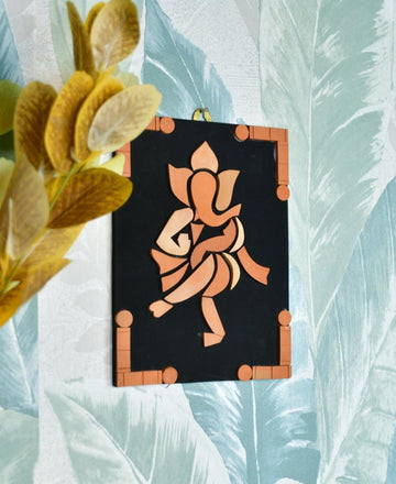 Handcrafted Terracotta Dancing Ganesh Wall Art: Unique Home Decor — alternate view