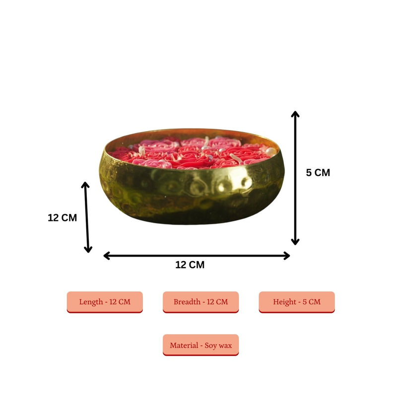 Large Soy Wax Candle in Metal Pot with Small Red Roses – 12 cm Red Décor Gift – view 3