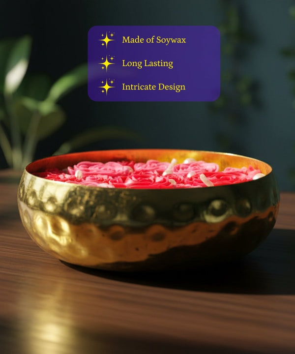 Large Soy Wax Candle in Metal Pot with Small Red Roses – 12 cm Red Décor Gift — image 2