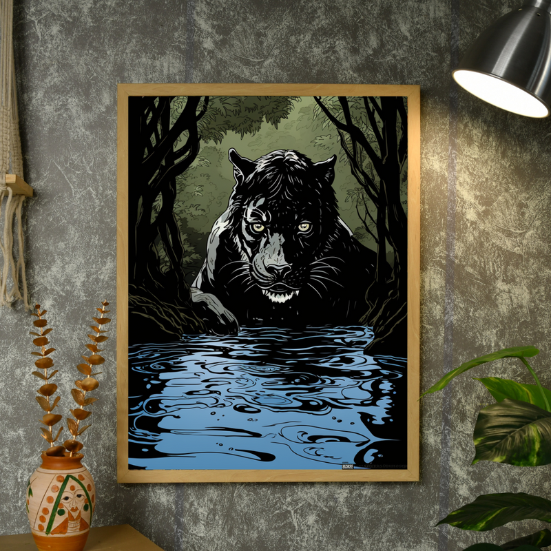 Sowpeace Harmony: Find Your Handcrafted Abstract Black Panther – Premium Indian-Inspired Canvas Art for Stylish and Elegant Interiors – view 4