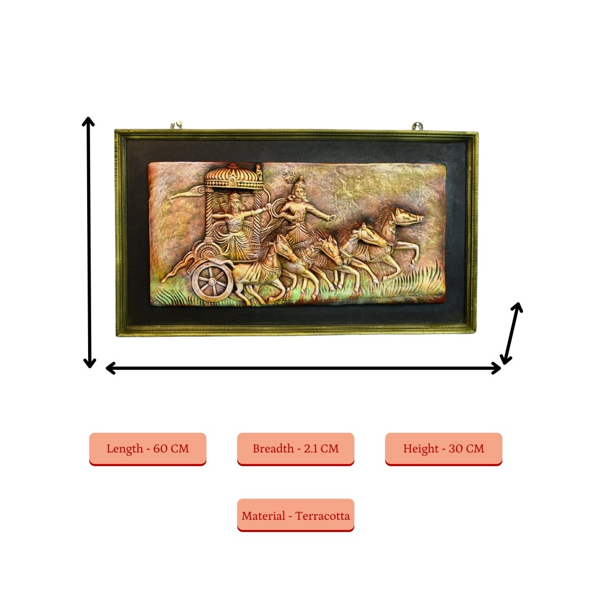 Mahabharata Warriors' Celestial Chariot - Sowpeace - Terracotta Wall Decor - Wall Decor