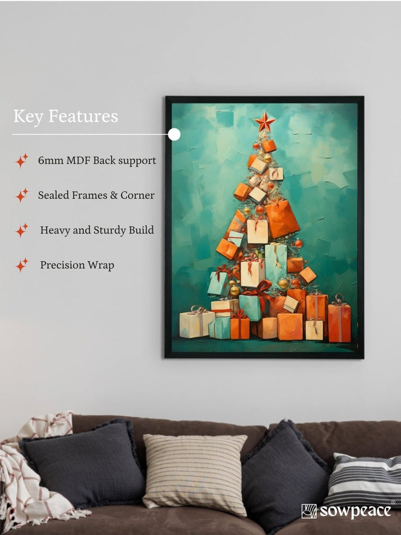 Merry & Bright: Premium Sowpeace Xmas Canvas Wall Prints – Handcrafted Indian-Inspired Art for Elegant Festive Decor – view 6