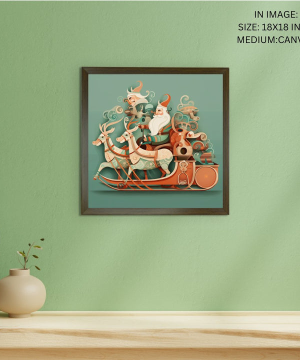 Sowpeace: Santa & Reindeer – Premium Wall Art Wonderland – Handcrafted Indian-Inspired Prints for Stylish Holiday Decor — image 5