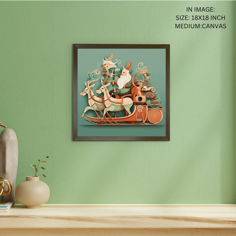 Sowpeace: Santa & Reindeer – Premium Wall Art Wonderland – Handcrafted Indian-Inspired Prints for Stylish Holiday Decor – view 5
