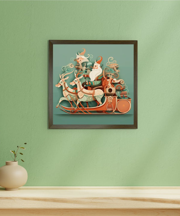 Sowpeace: Santa & Reindeer – Premium Wall Art Wonderland – Handcrafted Indian-Inspired Prints for Stylish Holiday Decor — image 3