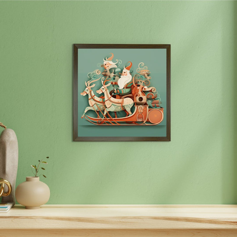 Sowpeace: Santa & Reindeer – Premium Wall Art Wonderland – Handcrafted Indian-Inspired Prints for Stylish Holiday Decor – view 3