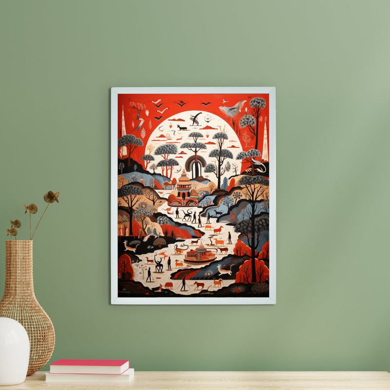 Sowpeace Serenity: Handcrafted Sunlit Birdsong Symphony – Premium Indian-Inspired Canvas Print for Elegant Home Decoration – view 1