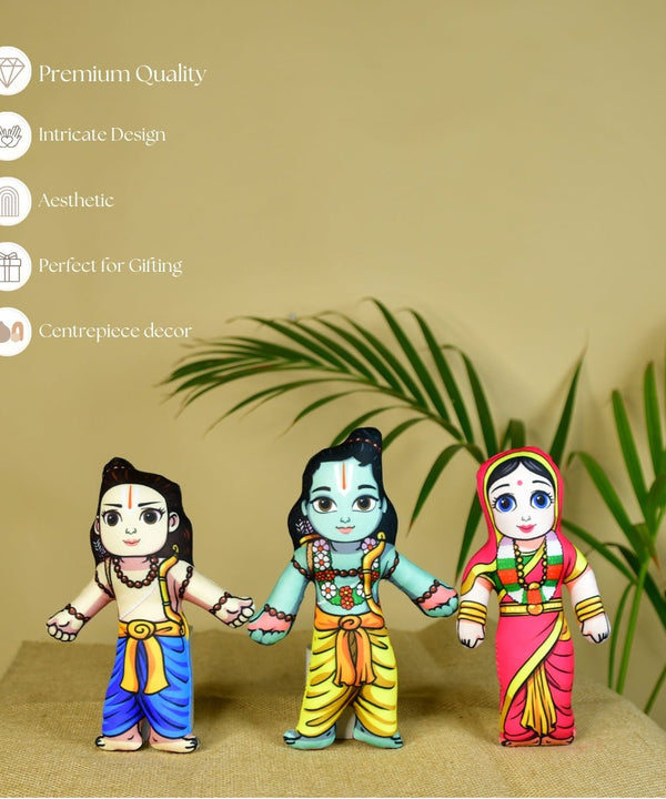 Ram Darbar Soft Toys Set of 4 | Lord Ram, Sita, Lakshman & Hanuman Plush Dolls | Hindu Religious Gift & Home Décor — image 3