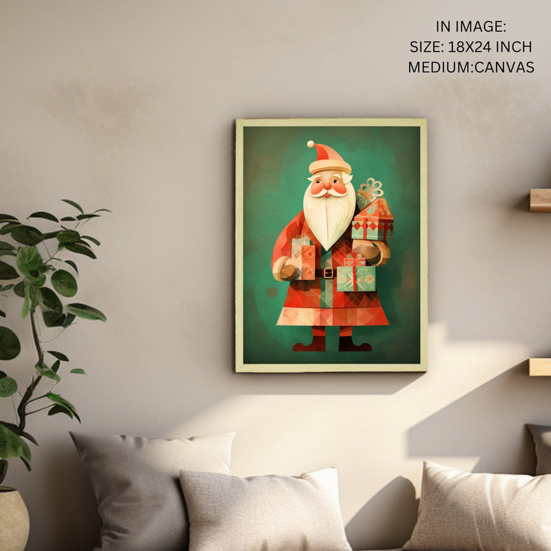 Sowpeace Santa: Premium Ho-Ho-Holiday Bliss Canvas – Handcrafted Indian-Inspired Wall Art for Festive Home Decoration – view 5