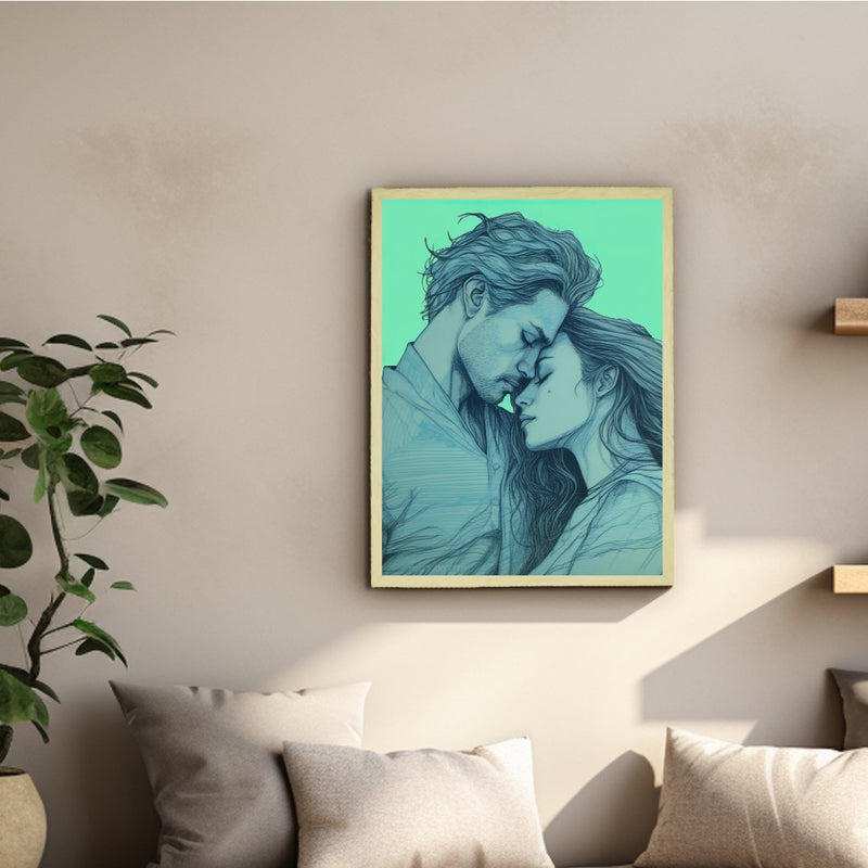Sowpeace's Handcrafted Minimalist Romance Line Drawing Wall Art – Premium Indian-Inspired Canvas Print for Modern Home Aesthetics – view 4