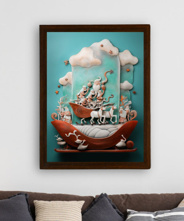 Santa Remixed: Premium Sowpeace Wall Art Prints – Handcrafted Indian-Inspired Canvas for Festive and Modern Home Decor — image 3