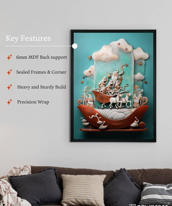 Santa Remixed: Premium Sowpeace Wall Art Prints – Handcrafted Indian-Inspired Canvas for Festive and Modern Home Decor — image 6
