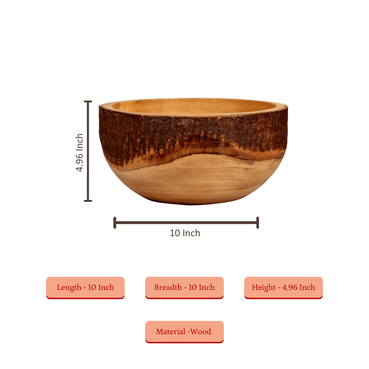 Sowpeace 10 - Inch Artisan Acacia Wood Crafted Round Bowl - Sowpeace - 