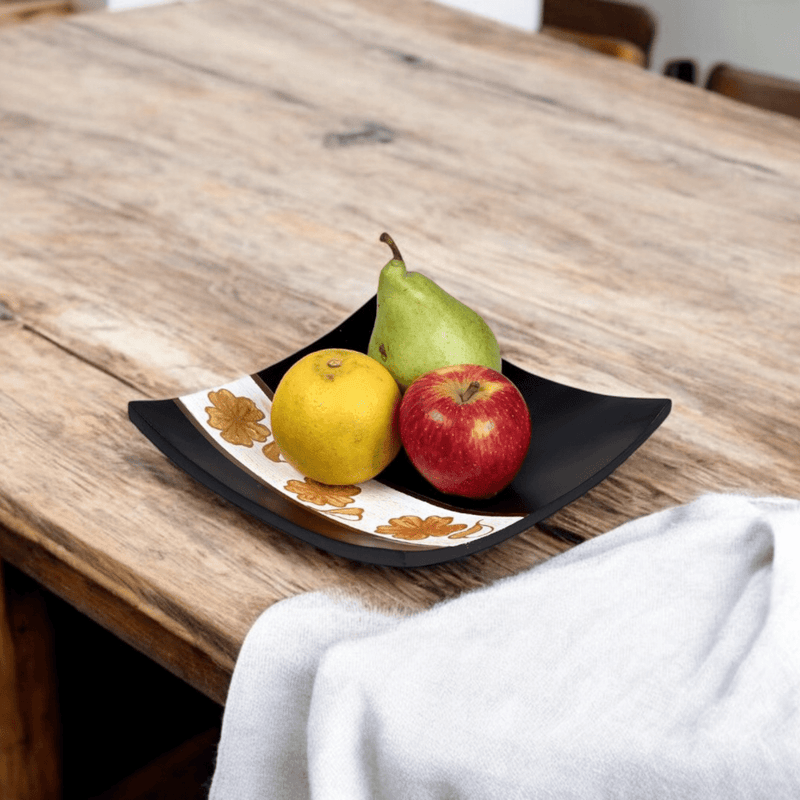 Sowpeace 10-Inch Handcrafted Black Acacia Wood Square Tray – view 1