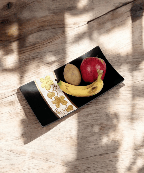 Sowpeace 14-Inch Handcrafted Black Acacia Wood Tray — image 3