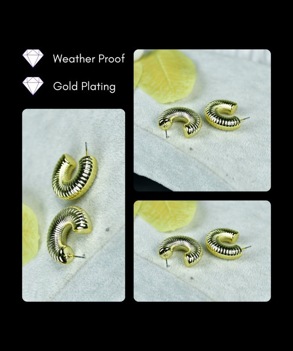 Sowpeace 3/4 Textured Round Golden CCB Earrings | Stylish One‑Size Lightweight Jewelry for Women & Daily Wear — image 3