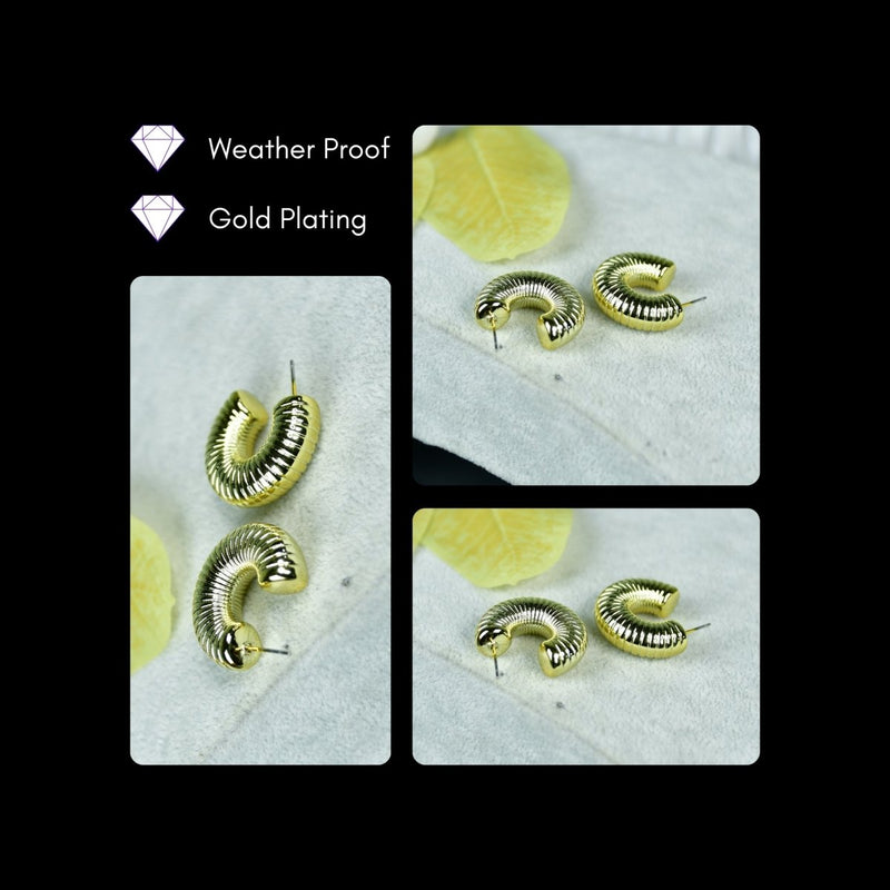 Sowpeace 3/4 Textured Round Golden CCB Earrings | Stylish One‑Size Lightweight Jewelry for Women & Daily Wear – view 3