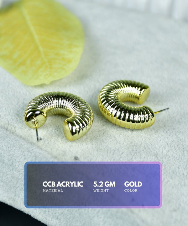 Sowpeace 3/4 Textured Round Golden CCB Earrings | Stylish One‑Size Lightweight Jewelry for Women & Daily Wear — image 2