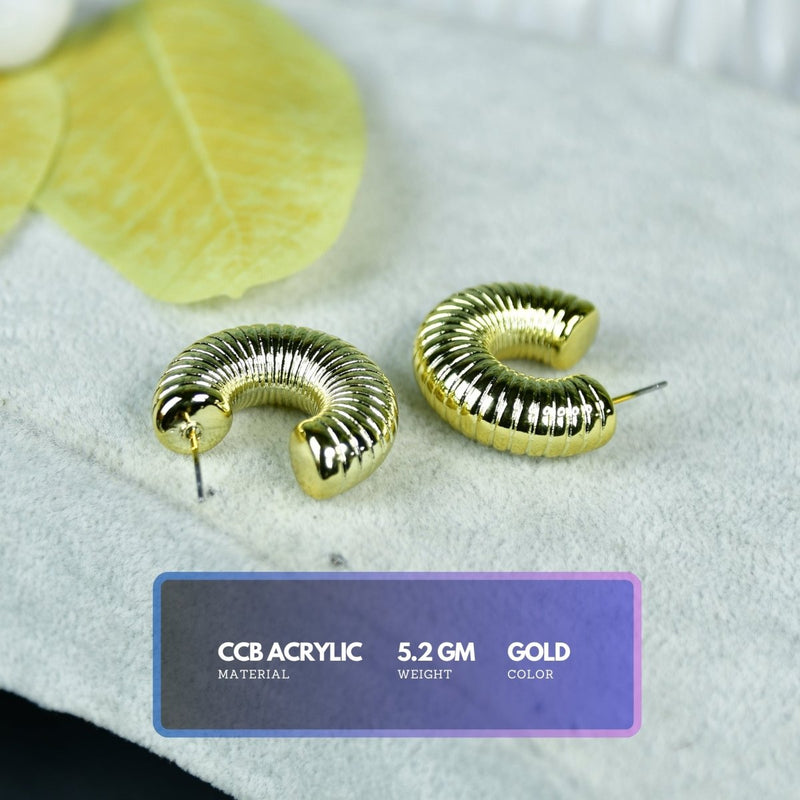 Sowpeace 3/4 Textured Round Golden CCB Earrings | Stylish One‑Size Lightweight Jewelry for Women & Daily Wear – view 2