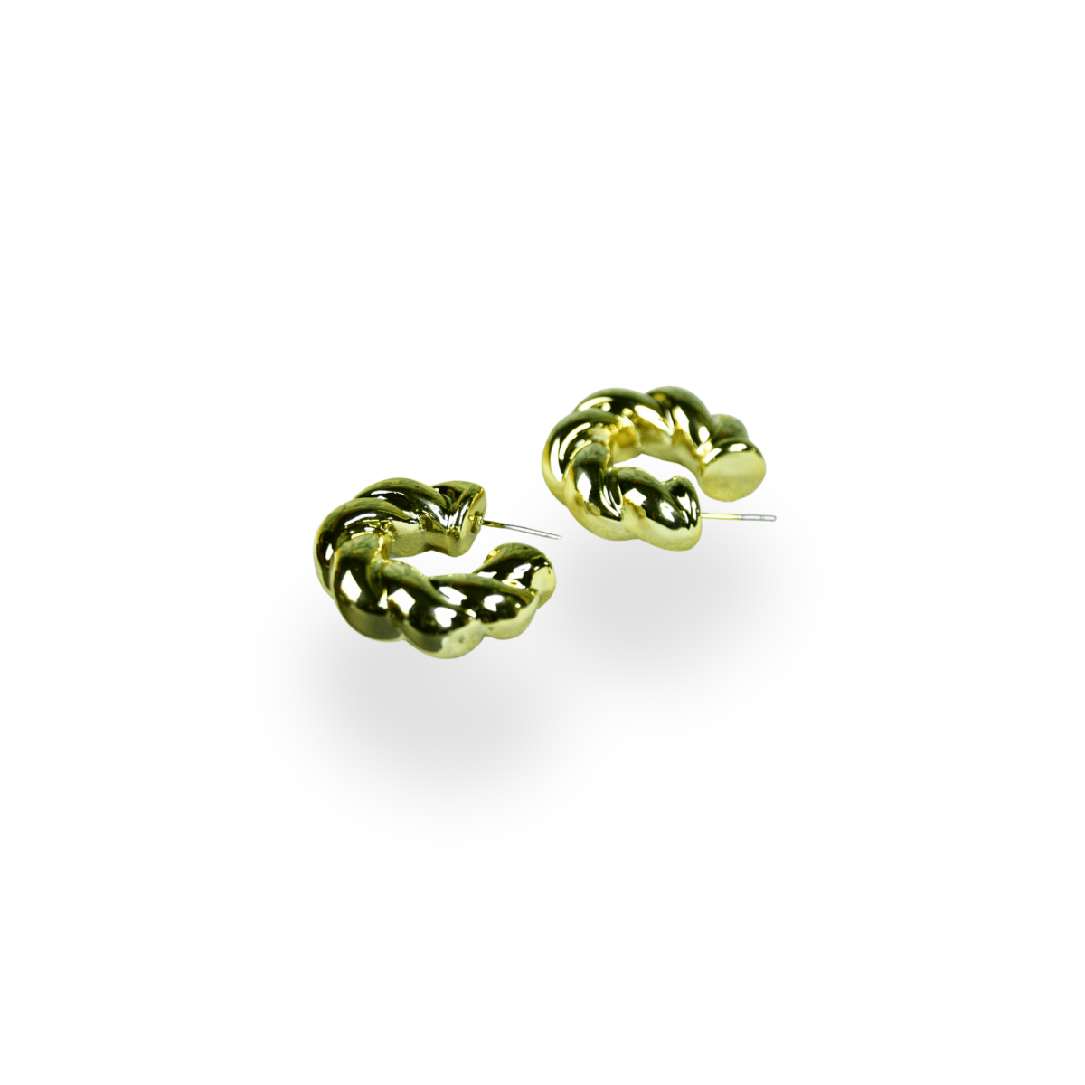 Sowpeace 3/4 Twisted Textured Round Golden CCB Earrings | Elegant One‑Size Lightweight Jewelry for Women & Daily Wear - Sowpeace - 